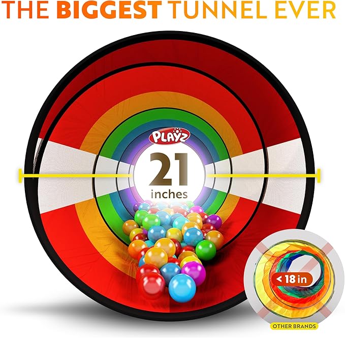 Playz 5pc Kids' Play Tents & Tunnels - Ball Pit for Toddlers, Basketball Hoop, Crawling Tubes, Pop-Up Playhouses, Baby Obstacle Course for Indoor or Outdoor Use