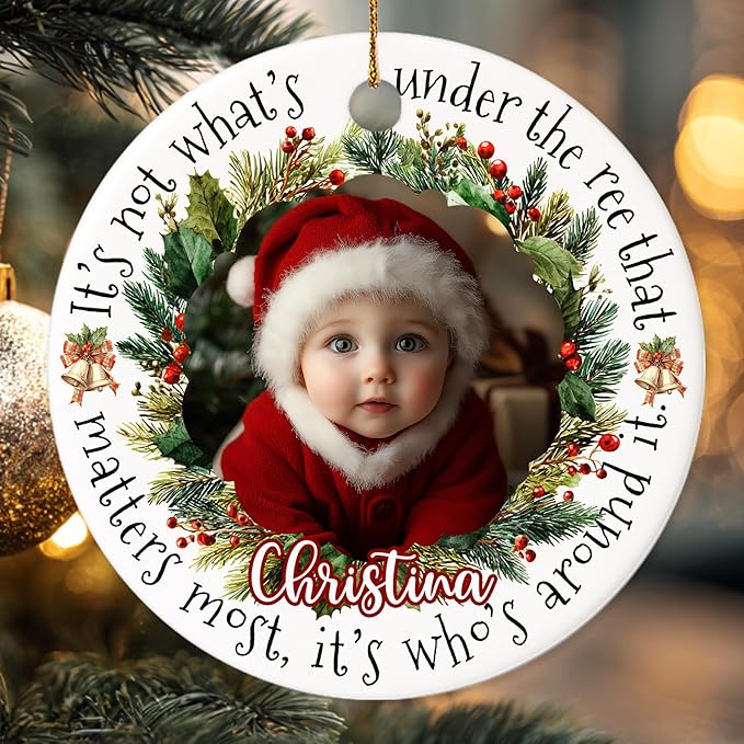 Personalized Family Photo Christmas Ornament 2025 - Custom Babies Keepsake - Sweet Gift for New Parents Mom Dad - Christmas, Birthday Gift for Newborn, Boy, Girls, Mom, Dad, Couples, Family