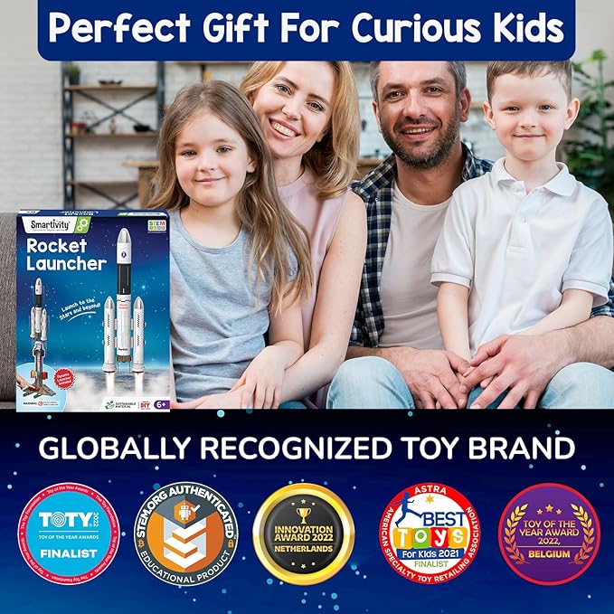 Smartivity Rocket Launcher STEM Kit for Kids 6,7,8,9,10,11,12 Years Old | Build Your Own Rocket and Launcher | Birthday Gift for Smart Kids | DIY Science Toy for Boys & Girls 6-12 Years