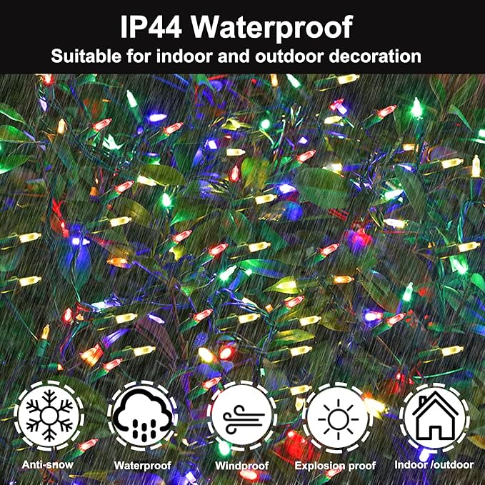 Multicolor Twinkling Christmas String Lights Plug in,2 Pack Each 60 LED,17 of 60 Lights Twinkle,Connect up to 45 Sets,UL Certified 22 Ft Mini Christmas Twinkle Tree Lights,Indoor Outdoor Use