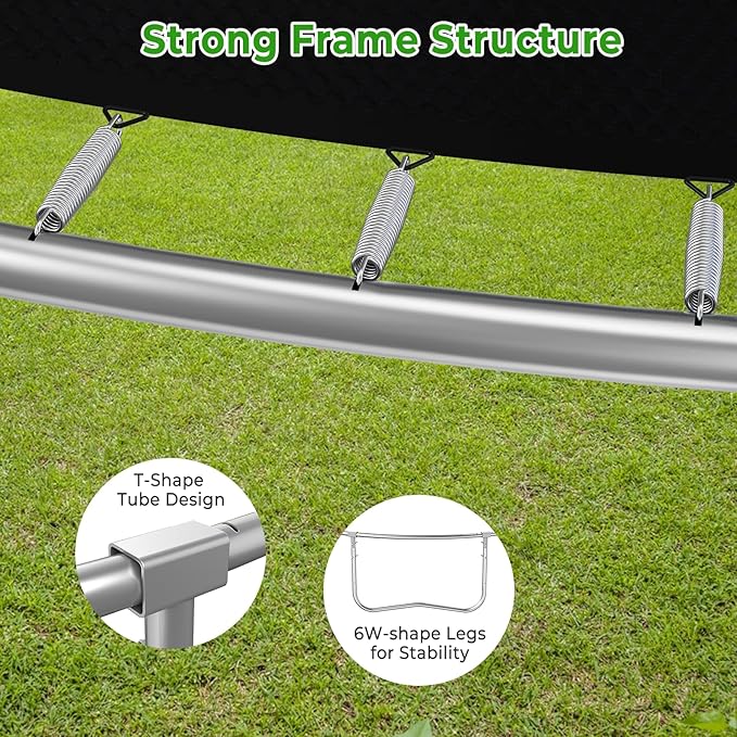 12FT 14FT Trampoline with Slide and Swings, ASTM Approved Outdoor Trampoline with Basketball Hoop and Ladder, Capacity for 5-7 Kids and Adults