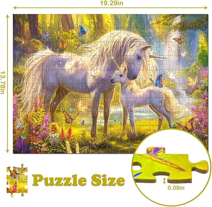 Puzzles for Kids Ages 6-8 8-10 - Unicorn and Foal, 200 Piece Puzzles for Kids, Learning Educational Jigsaw Puzzles Toys Gifts for 6 7 8 9 10 Year Old