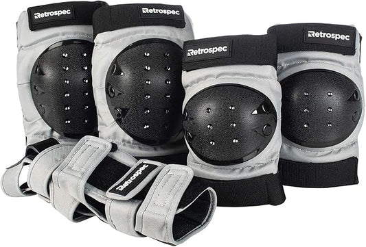 Retrospec Knee Pads, Elbow Pads & Wrist Guards for Men, Women & Kids - Protective Gear for Skateboarding, Roller Skate, Rollerblade, BMX & Scooter - Multi Sport Pad Set