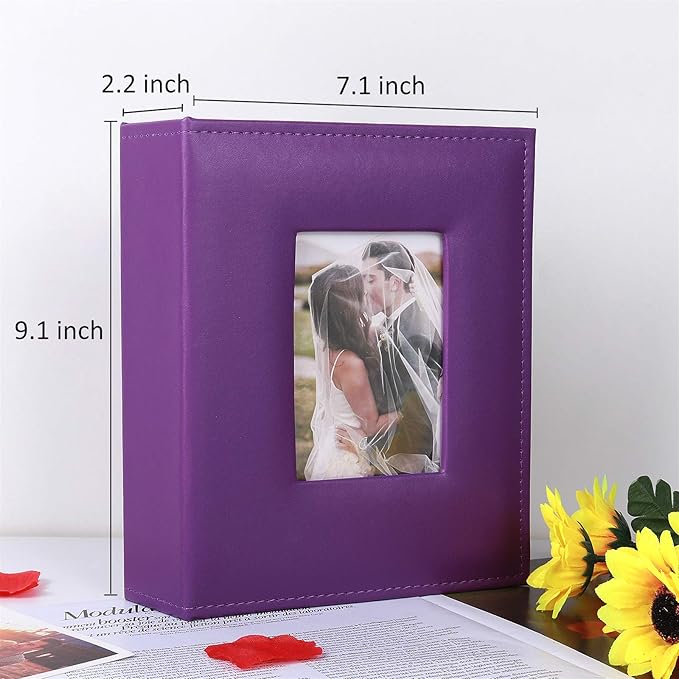 RECUTMS Photo Albums With 4x6 200 Photos Pocket Album Cover Slide In Photo Picture Small Photograph Album For Family Wedding Children Holiday Anniversary Album PU Leather photo albums（Purple）