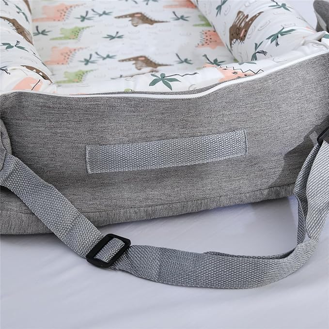 Baby Lounger for Newborn Portable Bag,Baby Lounger Play Mat Awake-Time,Newborn Babies Essentials Gifts 0-24 Months Home Travel(Crocodile Jungle)