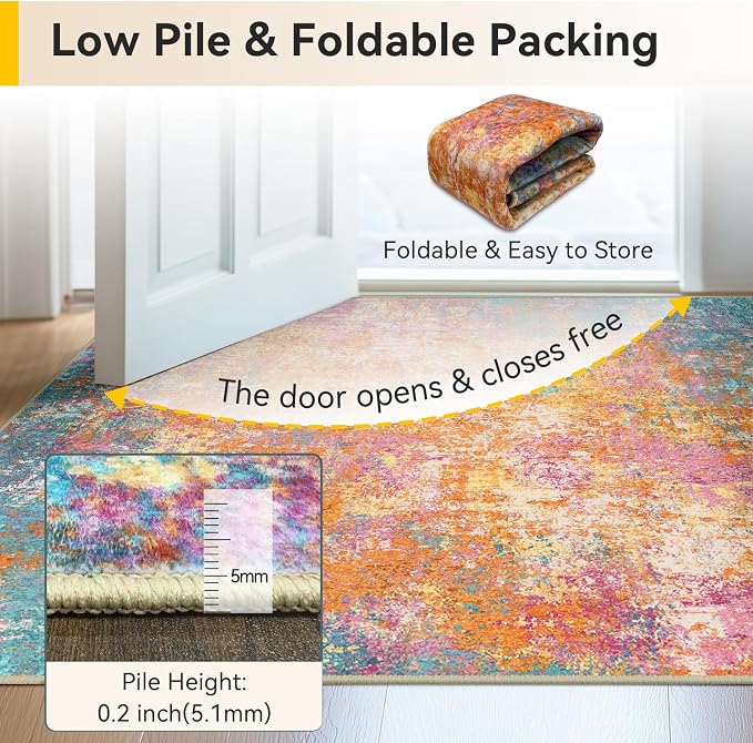RELEANY Washable Area Rugs 6'x9' Non-Slip Modern Abstract Soft - Image 6