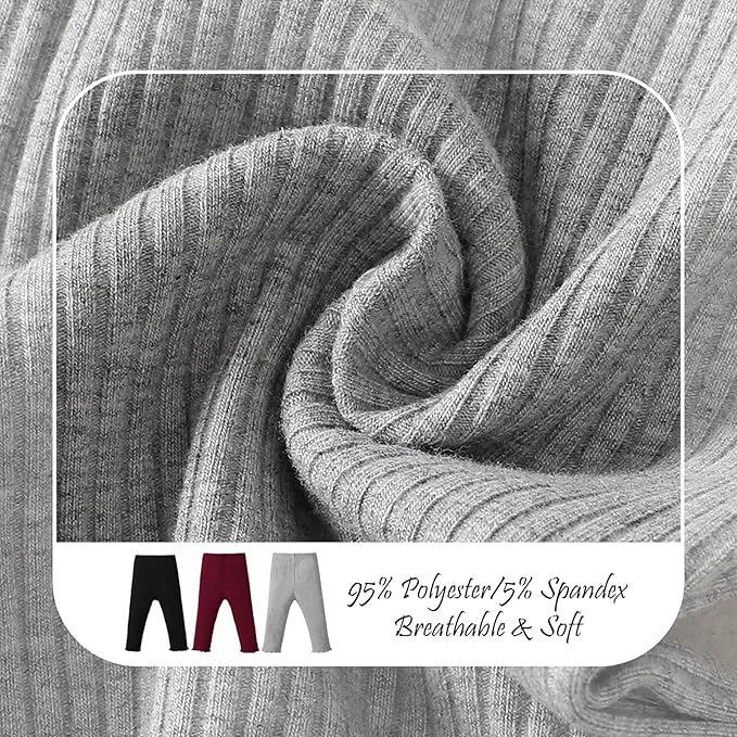 SOBOWO Baby Girl Leggings Pants Toddler Girls Solid Ribbed Pants 3 Pack Ruffle Bottoms Trouser Fall Winter Clothes 9M-3T