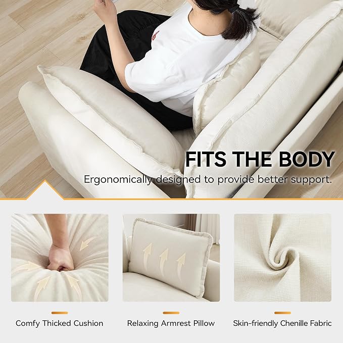 147'' Oversized U Shaped Cloud Sectional Sofa, Chenille Deep Seat Couches - Image 4