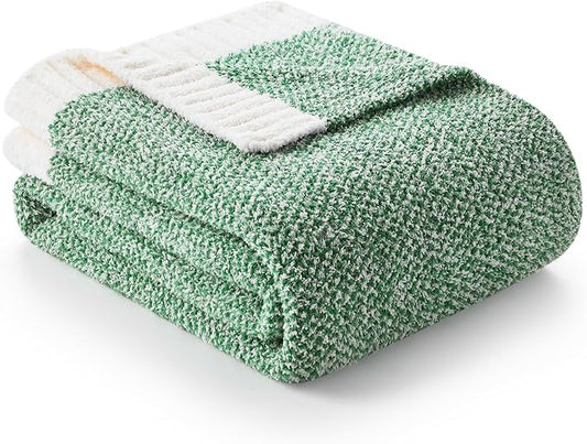 Snuggle Sac Green Throw XL Blanket 50x70,Super Soft Warm Blankets Oversized Throw Knit Blankets Fuzzy Plush Blanket, Heather Green, 50x70 inches