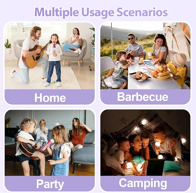 Mini Karaoke Machine for Kids, Birthday Easter Gifts Toys for Girls Boys Ages 3-12+, Portable Bluetooth Speaker with Upgraded 2 Wireless Microphones, Toddler Toys for Singing Home Party Family, Purple