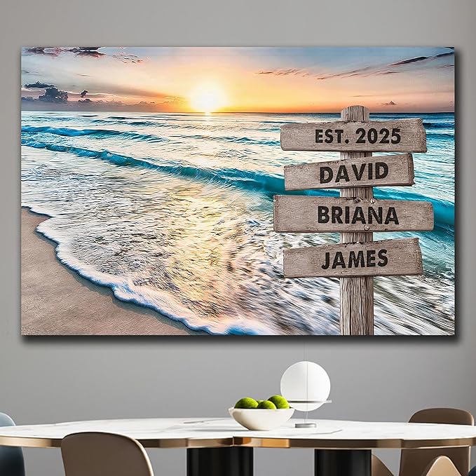 Personalized Father's Day Family Names Street Custom Multi-Name Date of Birth Vintage Street Sign Happy Fathers Day Poster Canvas Wall Art Best Gifts for Dad Husband from Daughter Son Wife Kids #5