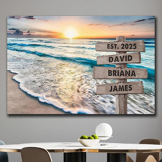 Personalized Father's Day Family Names Street Custom Multi-Name Date of Birth Vintage Street Sign Happy Fathers Day Poster Canvas Wall Art Best Gifts for Dad Husband from Daughter Son Wife Kids #5