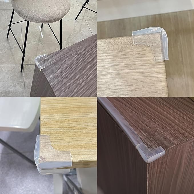 Food-Graded Silicone Clear Corner Protectors, Baby Proofing Table Edge Guards, Pre-Tapep Adhesive Soft for Kids Child Safety Proof, Cabinets Counter Furniture Bumpers (12, 3/5x3/5 in (Width))