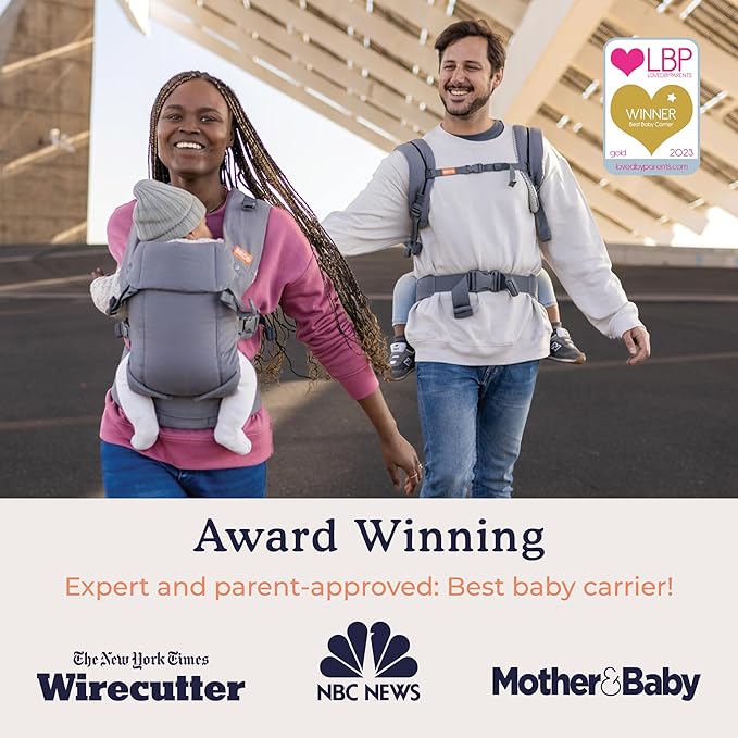 Beco Gemini Baby Carrier Newborn to Toddler - Front, Back and Hip Seat Carrier, Baby Carrier Backpack & Baby Front Carrier with Adjustable Seat, Ergonomic Baby Holder Carrier 7-35lbs (Dark Zebra)