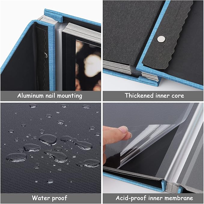 Zesthouse Photo Album Self Adhesive Pages, 60 Pages Magnetic Scrapbook Albums with Sticky Page,Photos Album Holds 8x10 & 5X7 & 4x6 & 6x8 & 3x5, Large Picture Book Ideal for Family,Wedding,Baby