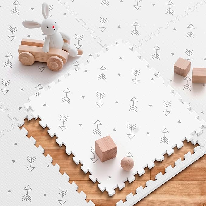 Baby Foam Play Mat-72”x 48” Baby Playmat,6-Piece Interlocking Foam Floor Tiles,Puzzle Mat for Infants and Toddlers,Waterproof,Non Toxic Play Mat for Tummy Time Mat(Arrow)