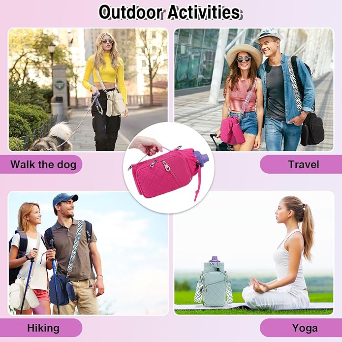 Water Bottle Carrier Bag with Strap, Water Bottle Holder Crossbody Bags for Women Men for Walking, Hiking,Cycling
