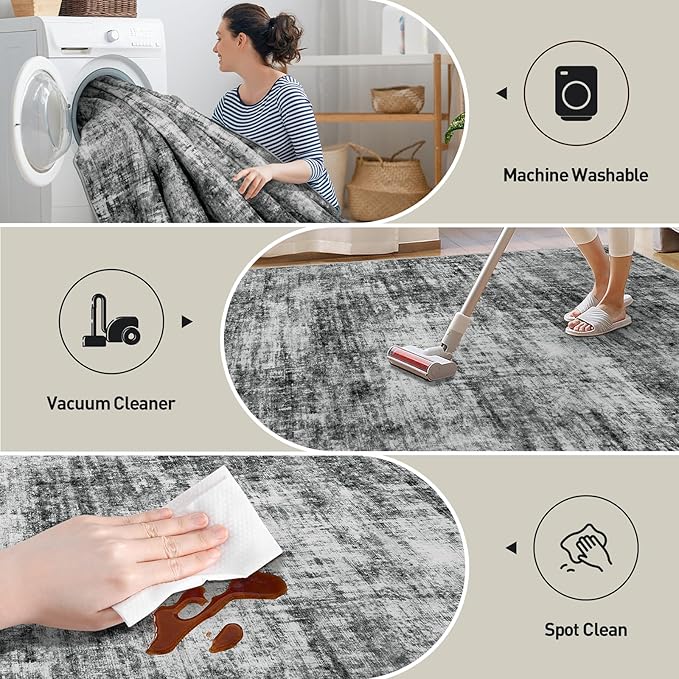 2'6''x8' Runner Rugs Washable Rug: Modern Abstract Living Room Rug Soft - Image 3