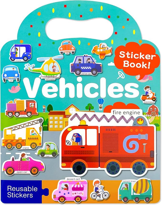 Benresive Reusable Sticker Books for Kids 2-4, Sticker Books for Toddlers 1-3 2-4, Toddler Travel Toys Activities Crafts Gifts - Vehicle