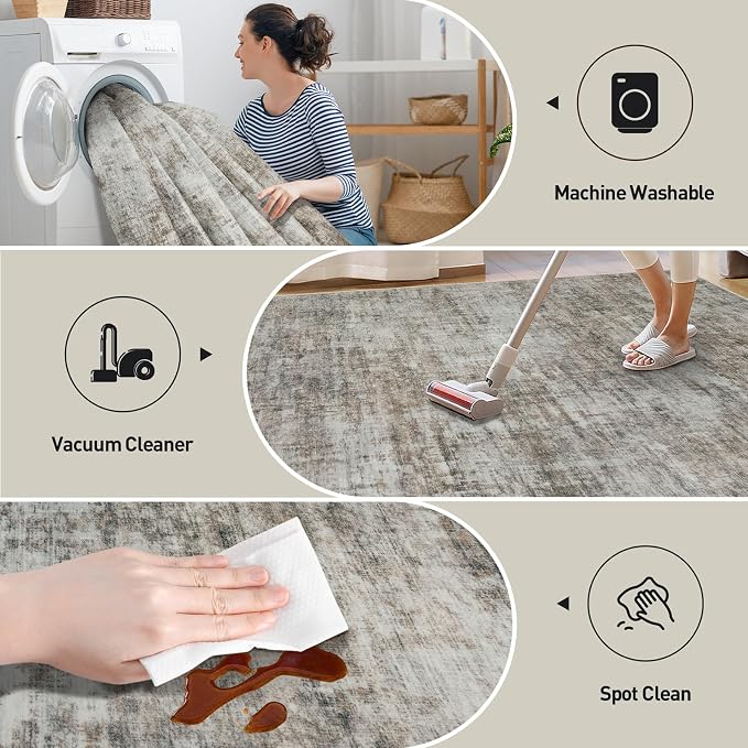 4x6 Area Rugs Washable Rug: Modern Abstract Living Room Rug Soft Anti-Skid Thin - Image 3