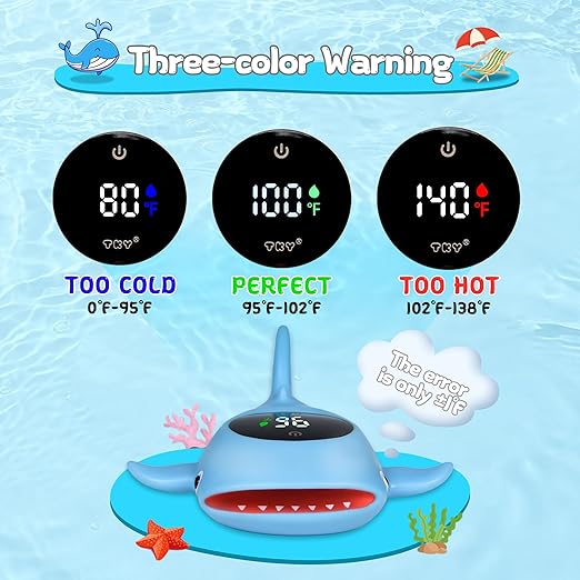 TKY Baby Bath Thermometer with Floating Toys - Digital Water & Room Temperature Monitor, Rechargeable Thermometer with Alerts for Newborn Bath Essentials, Infant Safety