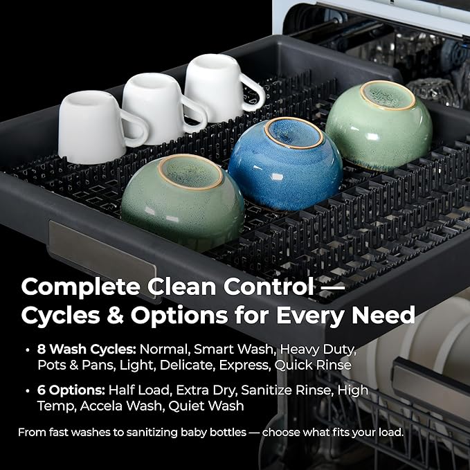 Kenmore 22-14622 24" Built-in Dishwasher-Quiet Tub with TurboDry, Leak, & SmartWash Soil Detection-15 Place Settings-49 DBA-Energy Star Certified, 24.61"D x 23.55"W x 33.88"H, White