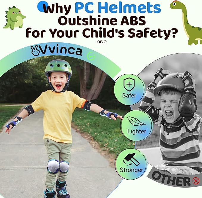 Vvinca Kids Toddlers Bike Helmet Adjustable for Ages 3-5-8 Years, Knee Pads and Elbow Pads Set Wrist Guard Sports Protective Gear Set for Roller Skate Bicycle Skateboard Scooter Girl Boy Birthday Gift