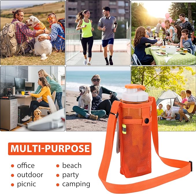 Tainehs Water Bottle Holder Carrier with Adjustable Shoulder Strap - Beach & Sports Bottle Bag for Hiking, Gym, Camping, Walking, Travel
