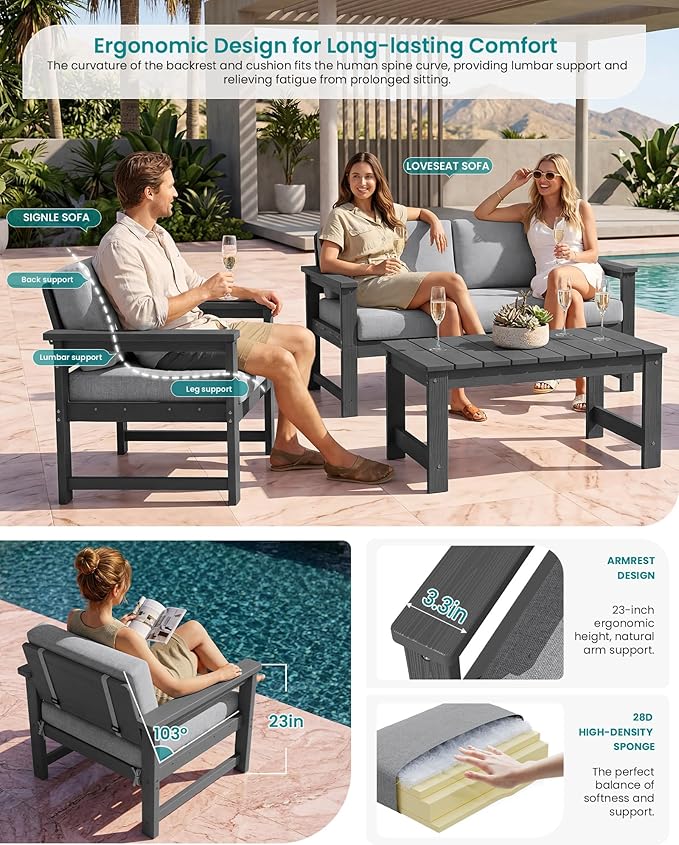 SERWALL HDPE Outdoor Loveseat Couch - Image 2