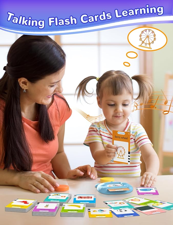 Talking Flash Cards for Toddlers, 224 Sight Words English Learning Flashcards for Kids, Autism Pocket Speech Therapy Toys, Birthday Gifts for Boys Girls