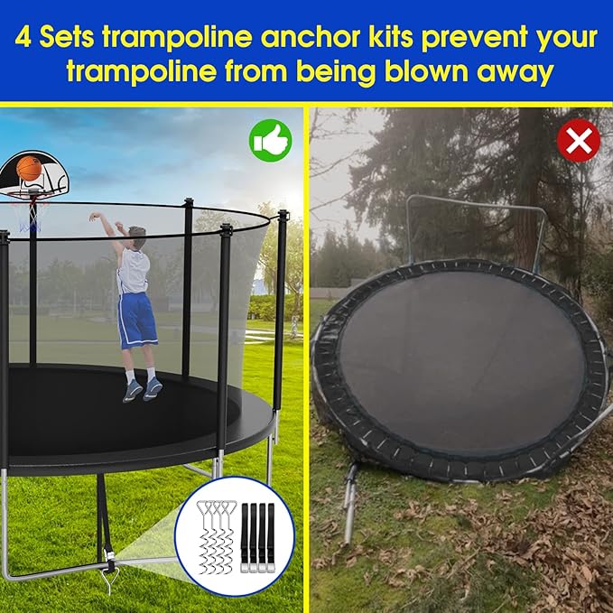 SKYUP Tranpoline 1500LBS 16 15 14 12 10 8 FT Tranpoline for 7-10 Kids and Adults, Windproof Outdoor Tranpoline with Enclosure Net, Basketball Hoop, Easy to Install & Last Long - ASTM Approved
