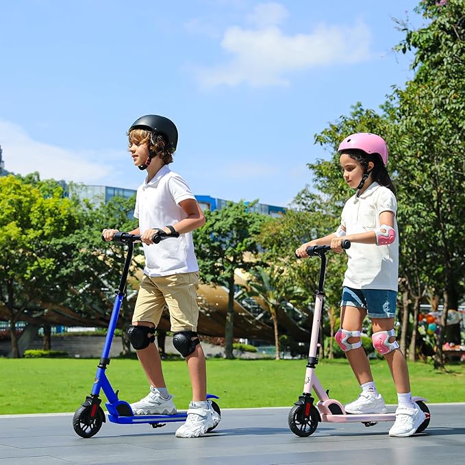 Caroma Electric Scooter for Kids Ages 6-12,150W/180WMotor,10 MPH Max Speed & 7 Miles,Colorful Lights,Adjustable Height & Speed,LED Display,Foldable Kids Electric Scooter 132 Lbs Max Load,Idea Gift