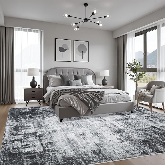 10x14 Area Rug Living Room Rug: Washable Modern Abstract Soft Thin Rug Indoor - Image 3