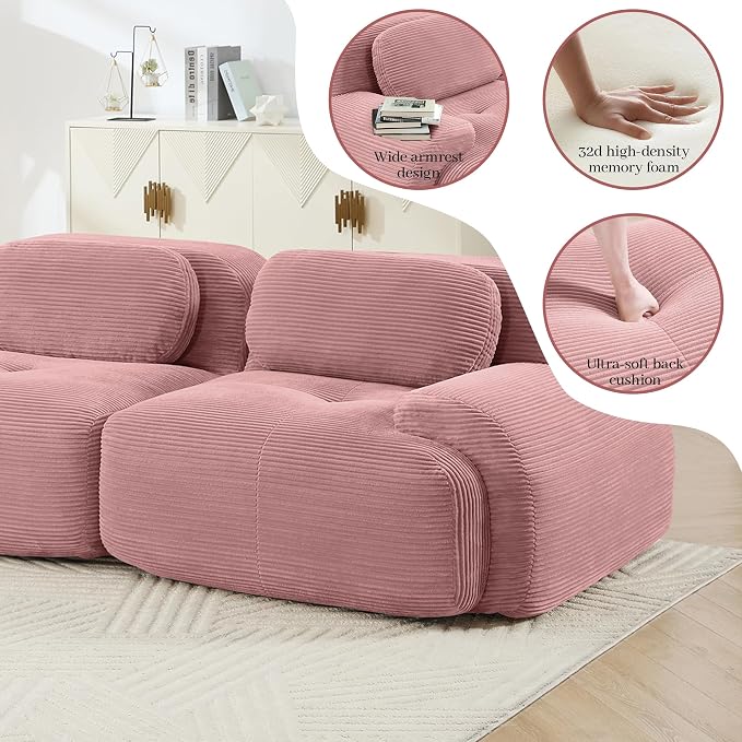 Boneless Sectional Couch, No Assembly Required, 117.3” L Shaped Modular Cloud - Image 7