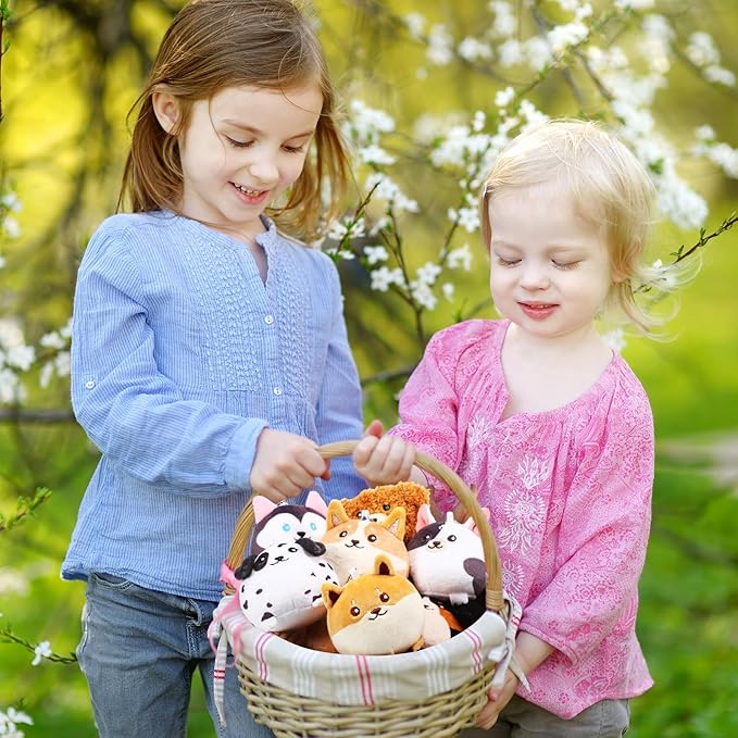 Libima 9 Pcs Mini Stuffed Animals Keychains 3.15 Inch Small Plush Cute Ornaments Bulk Toys for Baby Shower Birthday Party Decors Gift Bags Fillers Halloween Christmas Basket Stuffers(Puppy)