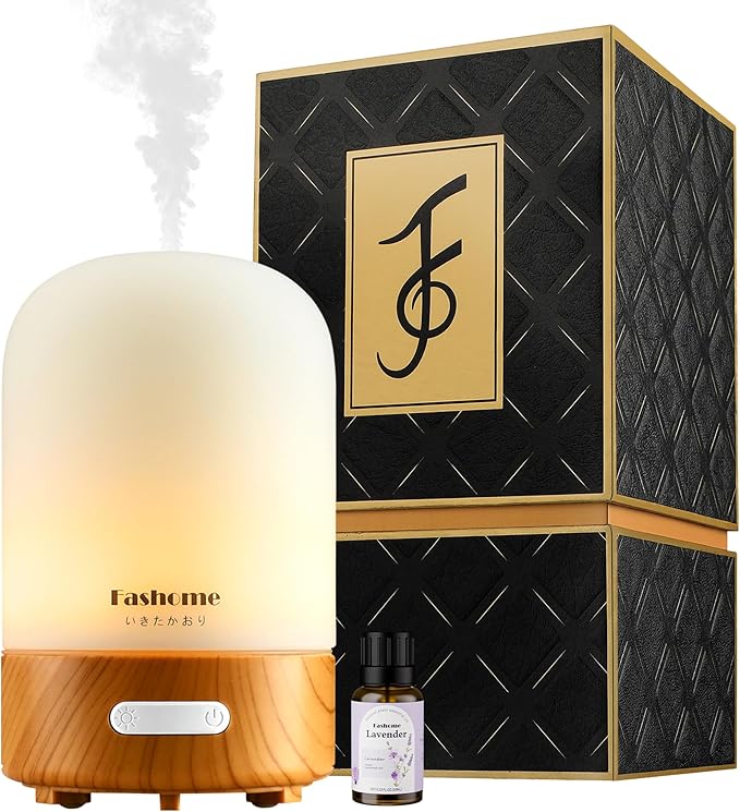 Essential Oil Diffuser, Quiet 6-in-1 Premium Humidifier, 100ml Small Aromatherapy Diffuser with Auto Shut-Off Function, Ultrasonic Diffusers for Essential Oil