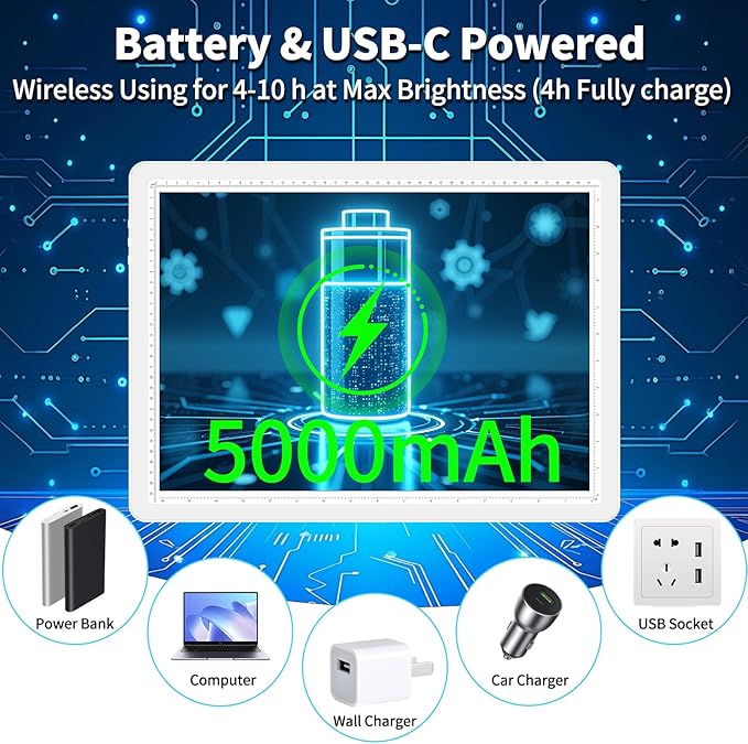 Phylosal Rechargeable A3 LED Light Pad with Built-in Stand, Magnetic Tracing Light Box for Drawing, Diamond Art Light Board with Side Button, Super Bright Light Table for Diamond Painting, Sketching