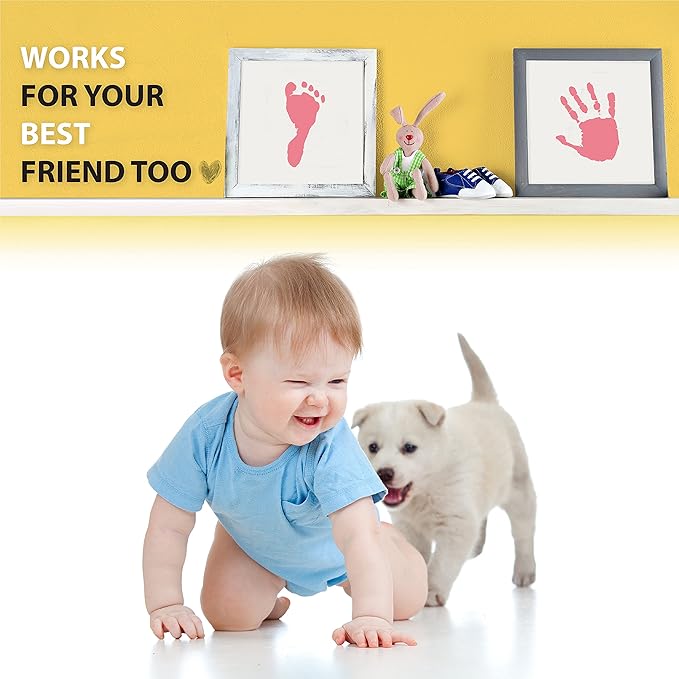 Large Clean Touch Ink Pad for Baby Handprints and Footprints – Inkless Infant Hand & Foot Stamp – Safe for Babies, Doesn’t Touch Skin – Perfect Family Memory or Gift, Pink Print Kit by Tiny Gifts