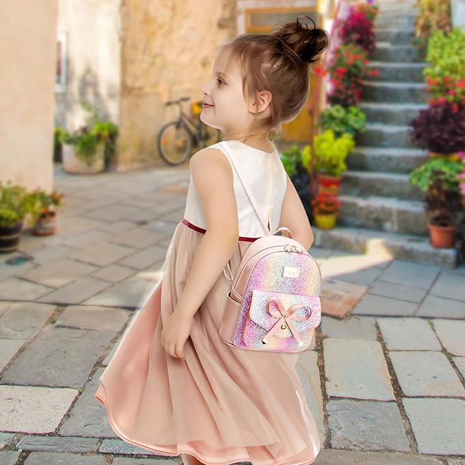 I IHAYNER Girls Bowknot Cute Leather Backpack Mini Backpack Purse for Women