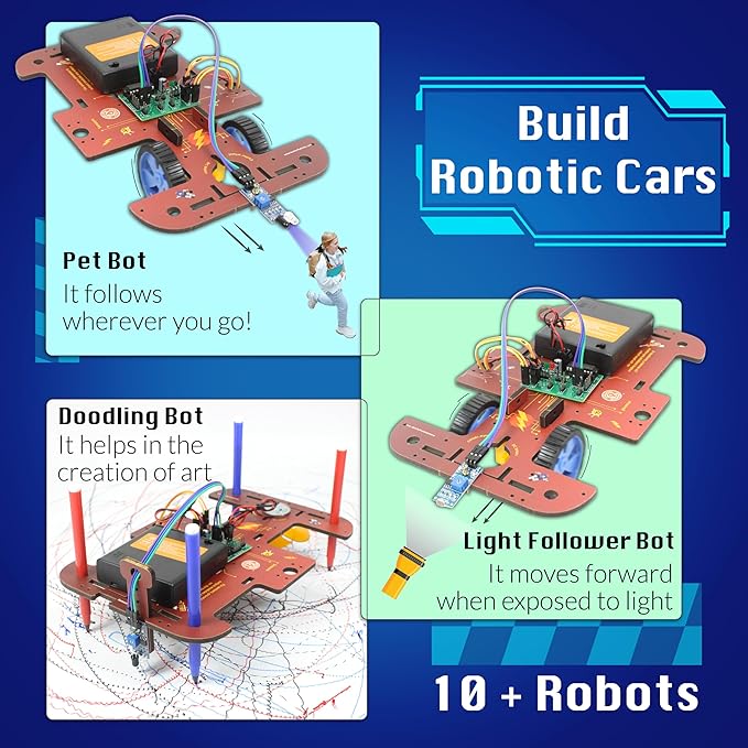 Butterfly EduFields 10-in-1 STEM Robotics Kit for Kids Ages 8-14 | Electronics & Engineering Science Kit with Circuit Board Projects | Educational Robot Building Kit