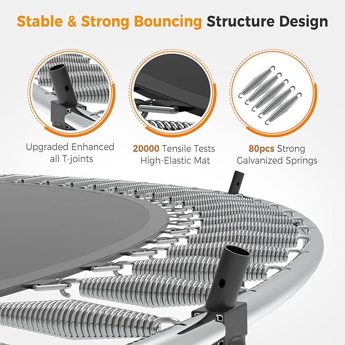 Tatub Large Trampolines Outdoor 10 12 14 15 16FT for Kids and Adults,Outdoor Recreational Pumpkin Trampolines with Curved Poles and Safety Enclosure Net, Basketball Hoop, Ladder