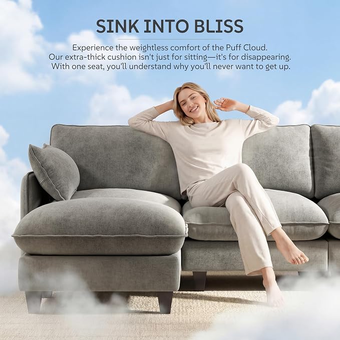 Ihanherry 139" U-Shaped Modular Sectional Couch, Oversized Cloud Sofa - Image 3