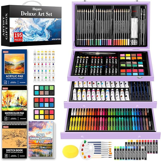 iBayam Teen Girl Gifts Trendy Stuff, 195-Pack Art Kit Drawing Coloring Set for Adults Kids, Aesthetic Preppy Stuff School Supplies Cute Japanese Stationary Sketching Supplies
