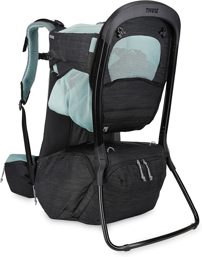 Thule Sapling Child Carrier Backpack - Machine Washable Seat - Self-Standing Frame - Adjustable padded straps for parents - Ergonomic seat with under-leg support for child - UPF 50 Sunshade