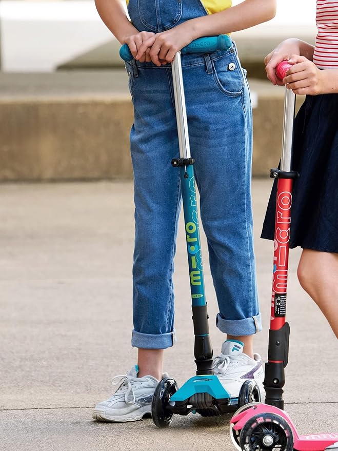 Micro Kickboard - Maxi Deluxe Foldable LED - Three Wheeled, Lean-to-Steer, Fold-to-Carry Swiss-Designed Micro Scooter for Kids with Motion-Activated Light-Up Wheels for Ages 5-12