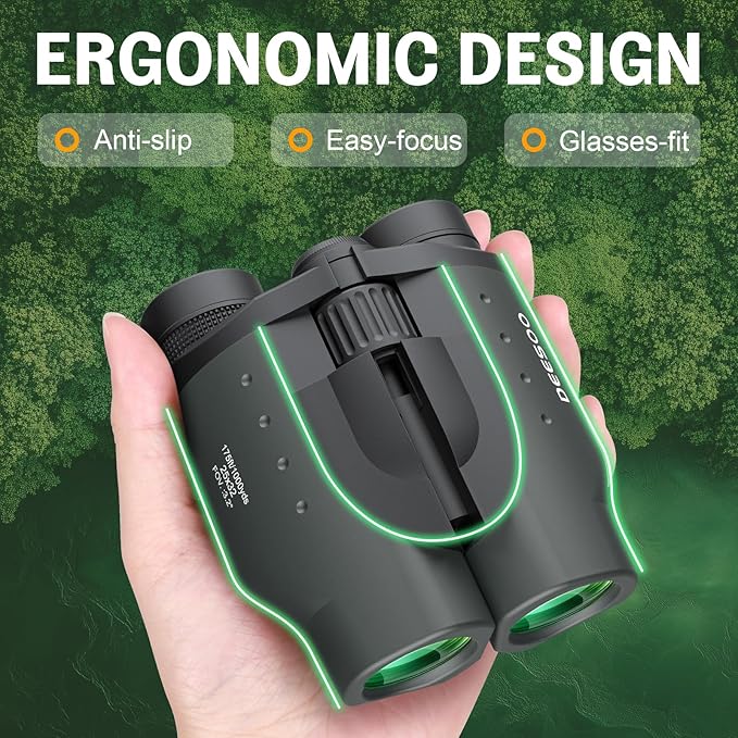 25x32 Binoculars for Adults Kids Compact - DEESOO High Powered Bird Watching Binoculars Lightweight with Small Size for Hunting Traveling Sports Hiking