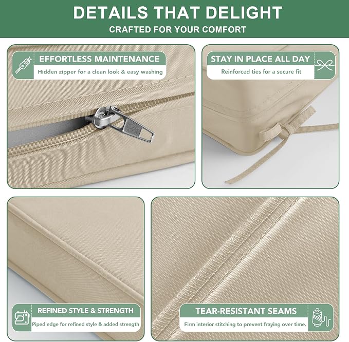 Summsun Outdoor Chair Cushion Weather Resistant, Backrest and Seat Cushion Set - Image 5