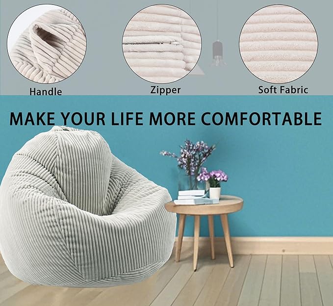 ENBAOHUI Bean Bag Chairs with Memory Foam Chairs for Kids Teens Toddler Faux Fur Sofa Chair with Handle Light Pink