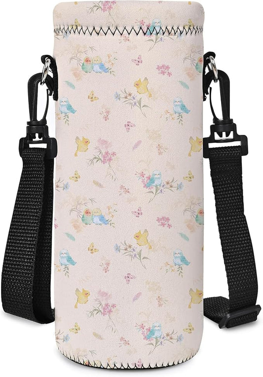 Neoprene Water Bottle Carrier Bag with Adjustable Shoulder Strap for Men Women Walking Hiking,Portable Insulated Holder Case for Stainless Steel/Glass/Plastic Bottles