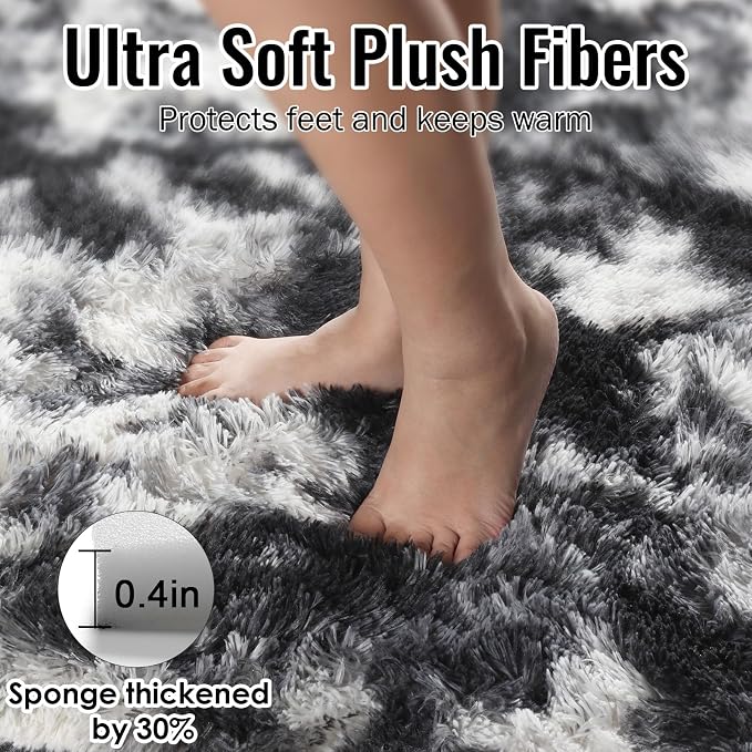 PAGISOFE Black White Grey Bedroom Rugs 4x6 Ft, Soft Fluffy Fuzzy Plush Indoor - Image 7